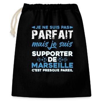 Supporter Marseille Football Club Foot Humour - Sac cadeau 40 x 50 cm - noir - Devant