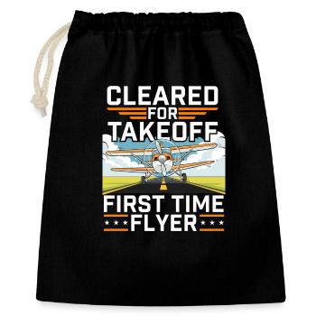 Startfreigabe als Erstflieger - Geschenkbeutel aus Baumwolle (40 x 50 cm) - Schwarz - Vorne