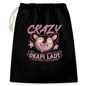 Crazy Okapi Lady - Geschenkbeutel aus Baumwolle (40 x 50 cm) - Schwarz - Vorne
