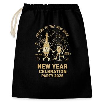 Neujahrsfeier 2026 Hoch - Geschenkbeutel aus Baumwolle (40 x 50 cm) - Schwarz - Vorne