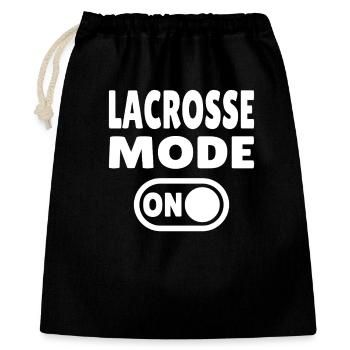 Lacrosse Mode ON - Geschenkbeutel aus Baumwolle (40 x 50 cm) - Schwarz - Vorne