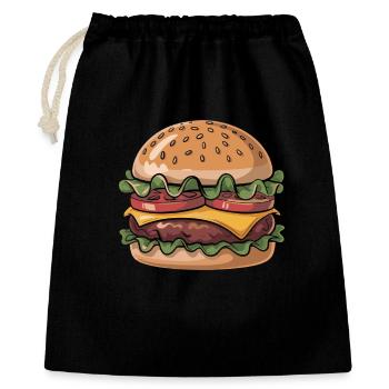 Frischer Burger Genuss - Geschenkbeutel aus Baumwolle (40 x 50 cm) - Schwarz - Vorne