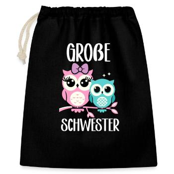 Grande sœur Hiboux Bébé aîné Frères et sœurs - Sac cadeau 40 x 50 cm - noir - Devant