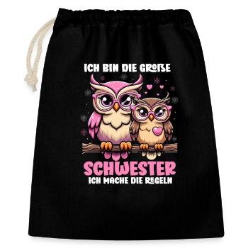 Grande sœur Hiboux Bébé aîné Frères et sœurs - Sac cadeau 40 x 50 cm - noir - Devant