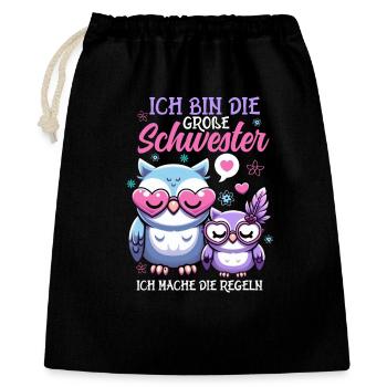 Grande sœur Hiboux Bébé aîné Frères et sœurs - Sac cadeau 40 x 50 cm - noir - Devant