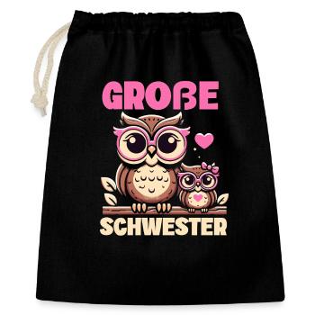 Grande sœur Hiboux Bébé aîné Frères et sœurs - Sac cadeau 40 x 50 cm - noir - Devant