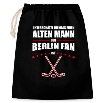 Alter Mann - Berlin Eishockey Fan | Retro - Geschenkbeutel aus Baumwolle (40 x 50 cm) - Schwarz - Vorne