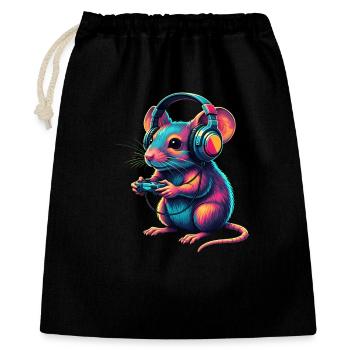 Maus Gaming Tier Videospiele Lustige Maus - Geschenkbeutel aus Baumwolle (40 x 50 cm) - Schwarz - Vorne