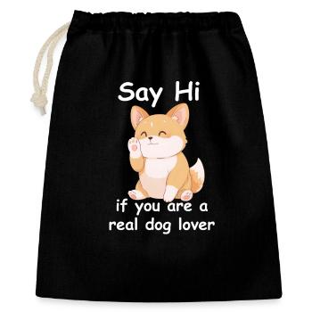 Say Hi Dog Lover Tee Funny Quote - Gift Bag 40 x 50 cm - black - Front
