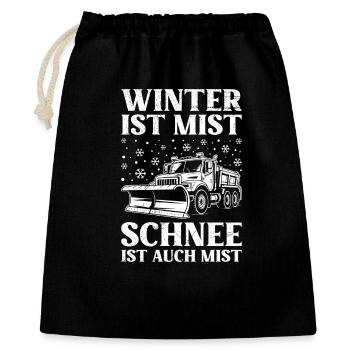 Winterdienst WINTER IST MIST SCHNEE IST MIST - Geschenkbeutel aus Baumwolle (40 x 50 cm) - Schwarz - Vorne