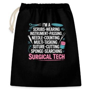 Surgical Tech Power Wortkunst - Geschenkbeutel aus Baumwolle (40 x 50 cm) - Schwarz - Vorne
