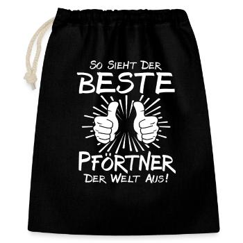 Bester Pförtner - Geschenkbeutel aus Baumwolle (40 x 50 cm) - Schwarz - Vorne