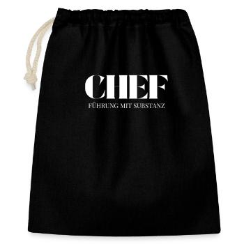 Chef Spruch Führung mit Substanz - Geschenkbeutel aus Baumwolle (40 x 50 cm) - Schwarz - Vorne