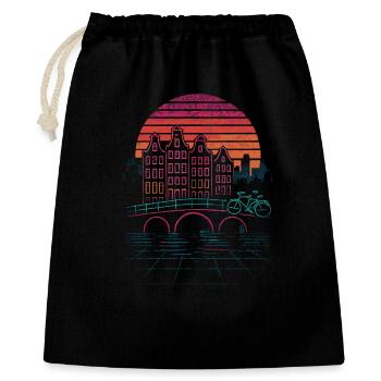Nachtsonne über Amsterdamer Kanäle - Geschenkbeutel aus Baumwolle (40 x 50 cm) - Schwarz - Vorne