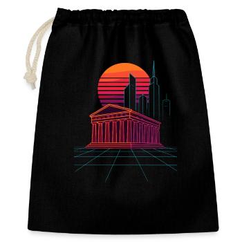 Neon Skyline trifft antike Säulen - Athen - Geschenkbeutel aus Baumwolle (40 x 50 cm) - Schwarz - Vorne