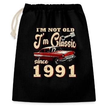 Pas vieille, je suis une voiture classique de 1991 - Sac cadeau 40 x 50 cm - noir - Devant