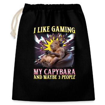 Funny Gaming Gamer Capybara - Gift Bag 40 x 50 cm - black - Front