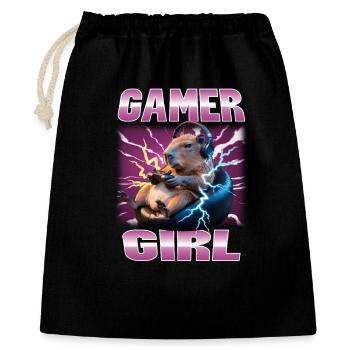 Joueur Drôle de Capybara - Sac cadeau 40 x 50 cm - noir - Devant