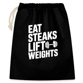 Eat Steaks Hebt Gewichte - Geschenkbeutel aus Baumwolle (40 x 50 cm) - Schwarz - Vorne