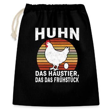 Huhn Frühstück Humor Retro - Geschenkbeutel aus Baumwolle (40 x 50 cm) - Schwarz - Vorne