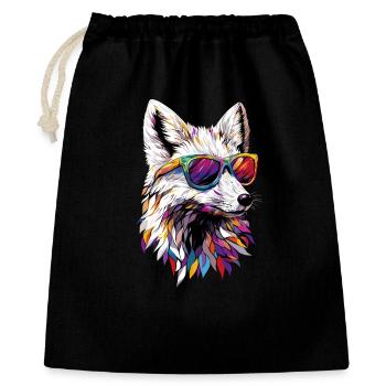 Polarfuchs Schneefuchs Eisfuchs Süßer Weißer Fuchs - Geschenkbeutel aus Baumwolle (40 x 50 cm) - Schwarz - Vorne