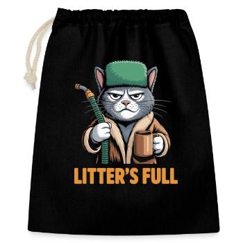 Litières pleines : parodie drôle de chat de Noël - Sac cadeau 40 x 50 cm - noir - Devant
