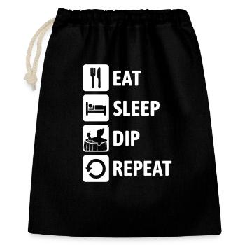 Eat Sleep Dip Repeat - Eisbaden - Winterbaden - Geschenkbeutel aus Baumwolle (40 x 50 cm) - Schwarz - Vorne