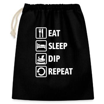 Eat Sleep Dip Repeat - Eisbaden - Winterbaden - Geschenkbeutel aus Baumwolle (40 x 50 cm) - Schwarz - Vorne