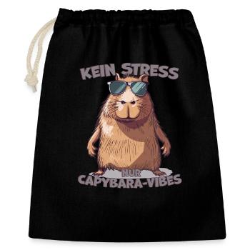 Capybara Saying No Stress Only Vibes - Gift Bag 40 x 50 cm - black - Front