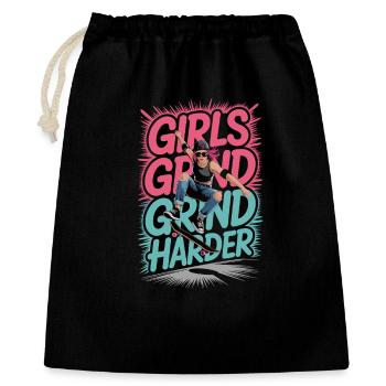 Girls Skate Grind Harder Spruch Design - Geschenkbeutel aus Baumwolle (40 x 50 cm) - Schwarz - Vorne