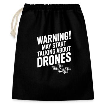 Warning! May Start Talking About Drones - Gift Bag 40 x 50 cm - black - Front