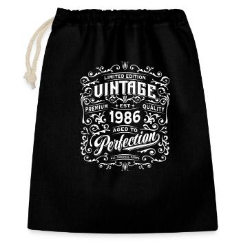 Vintage 1986 | Aged to perfection |  Geburtstag - Geschenkbeutel aus Baumwolle (40 x 50 cm) - Schwarz - Vorne