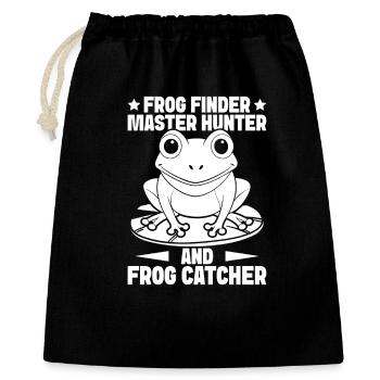 Attrapeur de grenouilles, Chercheur de grenouilles, Maître Chasseur de grenouilles, grenouille - Sac cadeau 40 x 50 cm - noir - Devant