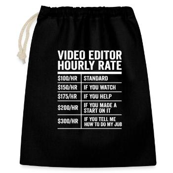 Video Editor Hourly Rate Funny Videographer Gift - Gift Bag 40 x 50 cm - black - Front