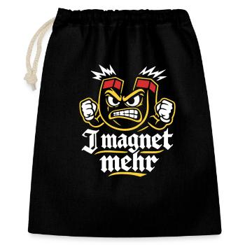 J’attire plus d’aimants | Jeu de mots magnétique, museau plein - Sac cadeau 40 x 50 cm - noir - Devant