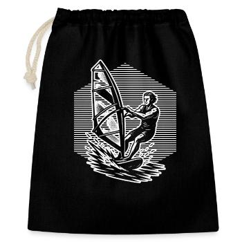 Vintage Windsurfing Design für Windsurf - Geschenkbeutel aus Baumwolle (40 x 50 cm) - Schwarz - Vorne