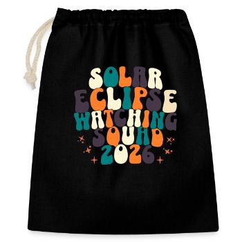 Solar Eclipse Watching Squad 2026 - Geschenkbeutel aus Baumwolle (40 x 50 cm) - Schwarz - Vorne