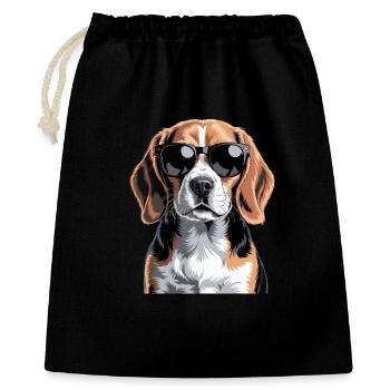 Beagle - Geschenkbeutel aus Baumwolle (40 x 50 cm) - Schwarz - Vorne