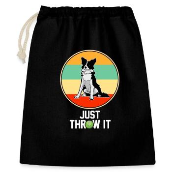 Retro Border Collie Just Throw It Dog Lover Art - Gift Bag 40 x 50 cm - black - Front