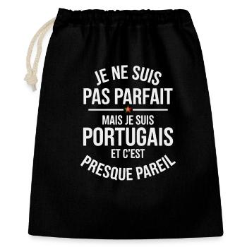 Nicht perfekt, aber portugiesischer Humor Portugal - Geschenkbeutel aus Baumwolle (40 x 50 cm) - Schwarz - Vorne