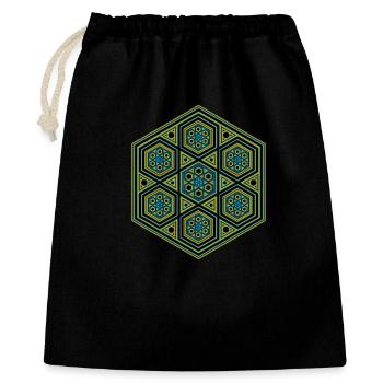 Festival Wear Rave Party Goa Hexagon Mandala Blau - Geschenkbeutel aus Baumwolle (40 x 50 cm) - Schwarz - Vorne