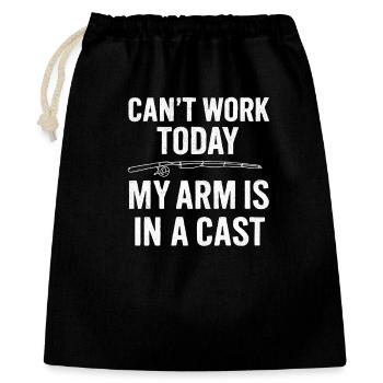 I Can't Work Today My Arm Is In A Cast Angler  - Geschenkbeutel aus Baumwolle (40 x 50 cm) - Schwarz - Vorne