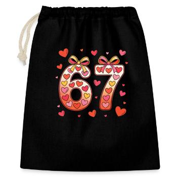 67 Geburtstagsherzen-Bogendesign - Geschenkbeutel aus Baumwolle (40 x 50 cm) - Schwarz - Vorne