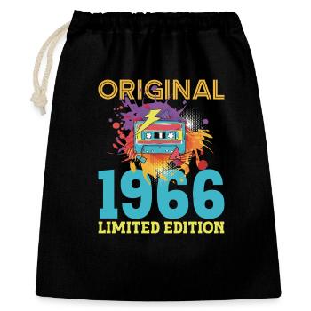 Anniversaire 60 ans 1966 Cassette Vintage Rétro - Sac cadeau 40 x 50 cm - noir - Devant