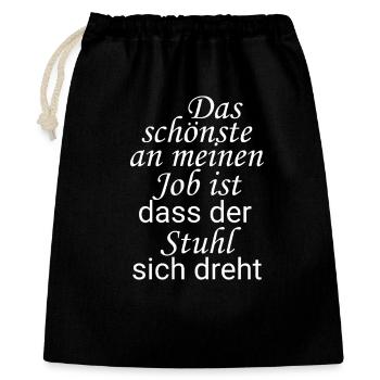 Das schönste an meinen Job ist Stuhl dreht - Geschenkbeutel aus Baumwolle (40 x 50 cm) - Schwarz - Vorne