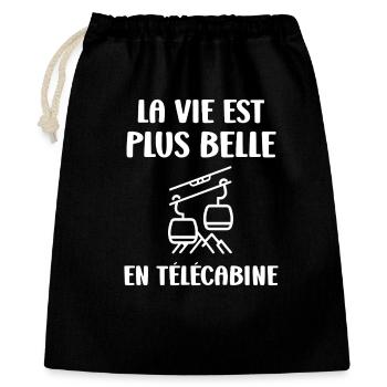 Life in an alpine gondola - Gift Bag 40 x 50 cm - black - Front