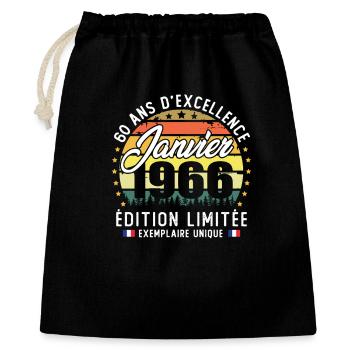 Janvier 1966 Vintage Cadeau Anniversaire 60 Ans - Sac cadeau 40 x 50 cm - noir - Devant
