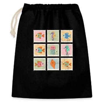 Animals of the Sea Pattern Stamps - Gift Bag 40 x 50 cm - black - Front