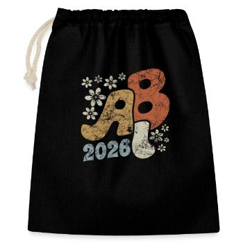 ABI 2026 Blüten Vintage Abitur Geschenk - Geschenkbeutel aus Baumwolle (40 x 50 cm) - Schwarz - Vorne