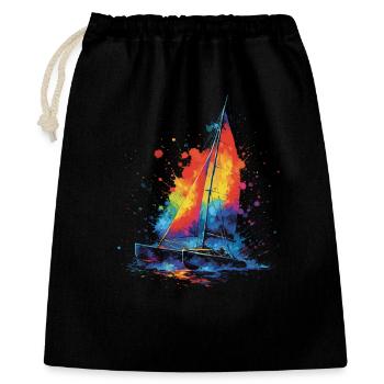 Katamaran – Segelboot Mehrhüllen-Splash Art Bunt - Geschenkbeutel aus Baumwolle (40 x 50 cm) - Schwarz - Vorne